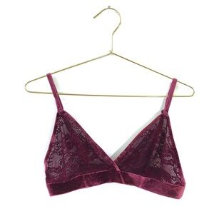 Shimera Maroon Red Velvet Bralette Bra L